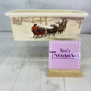 Hallmark WHAT'S IN SANTA SLEIGH CHILDHOOD DREAMS Beige Stoneware Baking Loaf Pan
